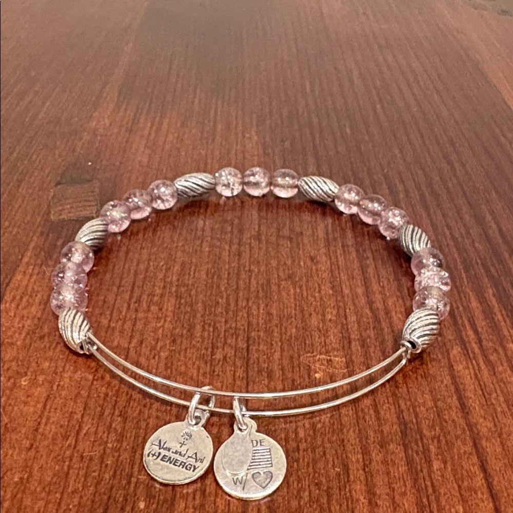 Alex and Ani Violet Glass and Silver Tone Bangle Bracelet